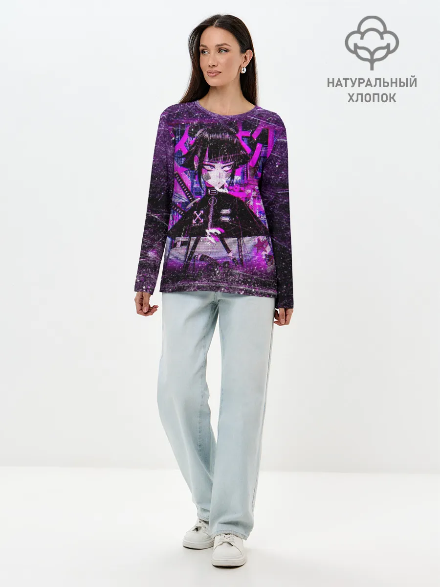 Лонгслив женский. Хлопок / Cyberpunk Samurai Anime