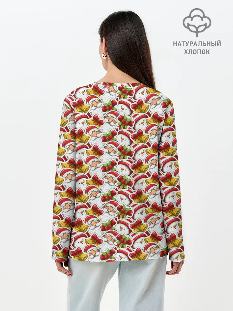 Лонгслив женский. Хлопок / Дед Мороз и Снеговик