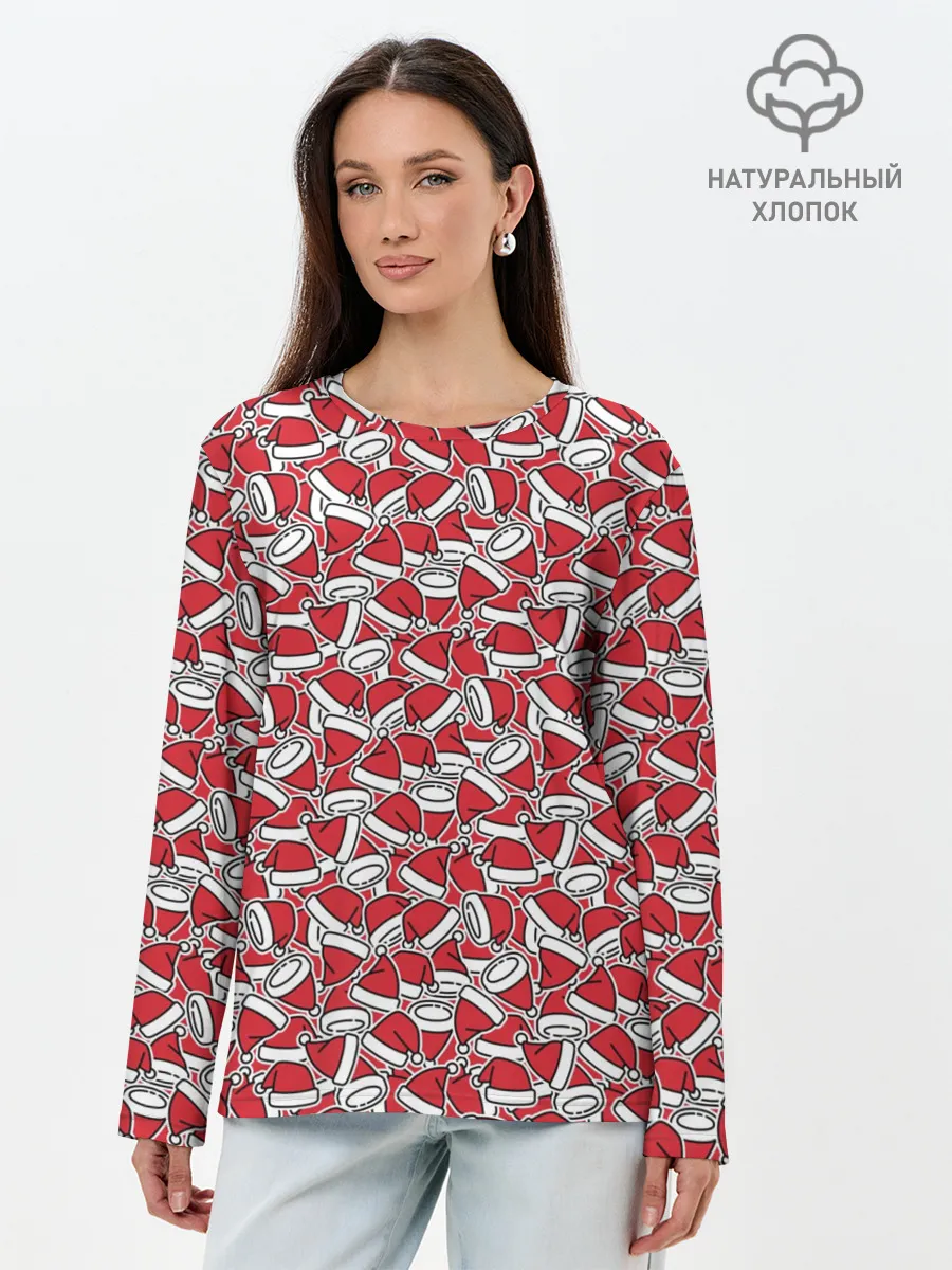 Лонгслив женский. Хлопок / Шапки