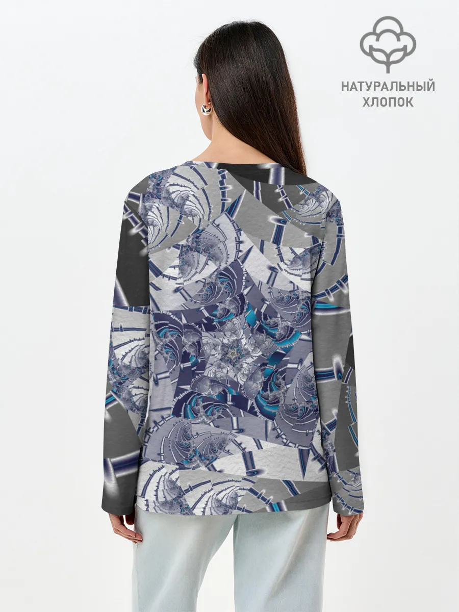 Лонгслив женский. Хлопок / Абстракция 499