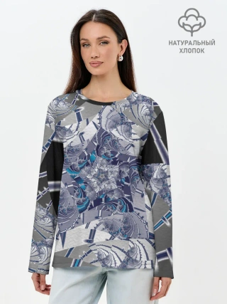 Лонгслив женский. Хлопок / Абстракция 499