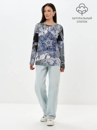 Лонгслив женский. Хлопок / Абстракция 499