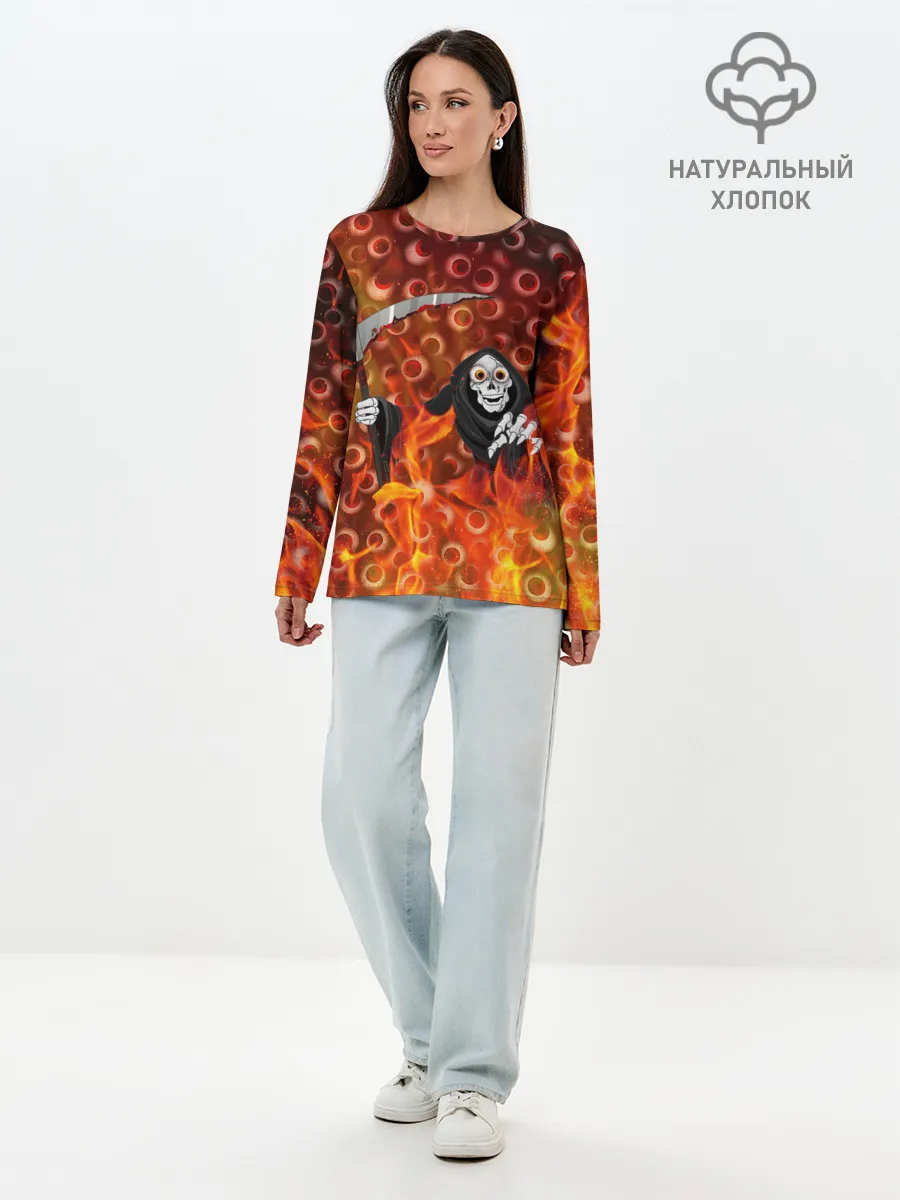 Лонгслив женский. Хлопок / Смерть всё видит
