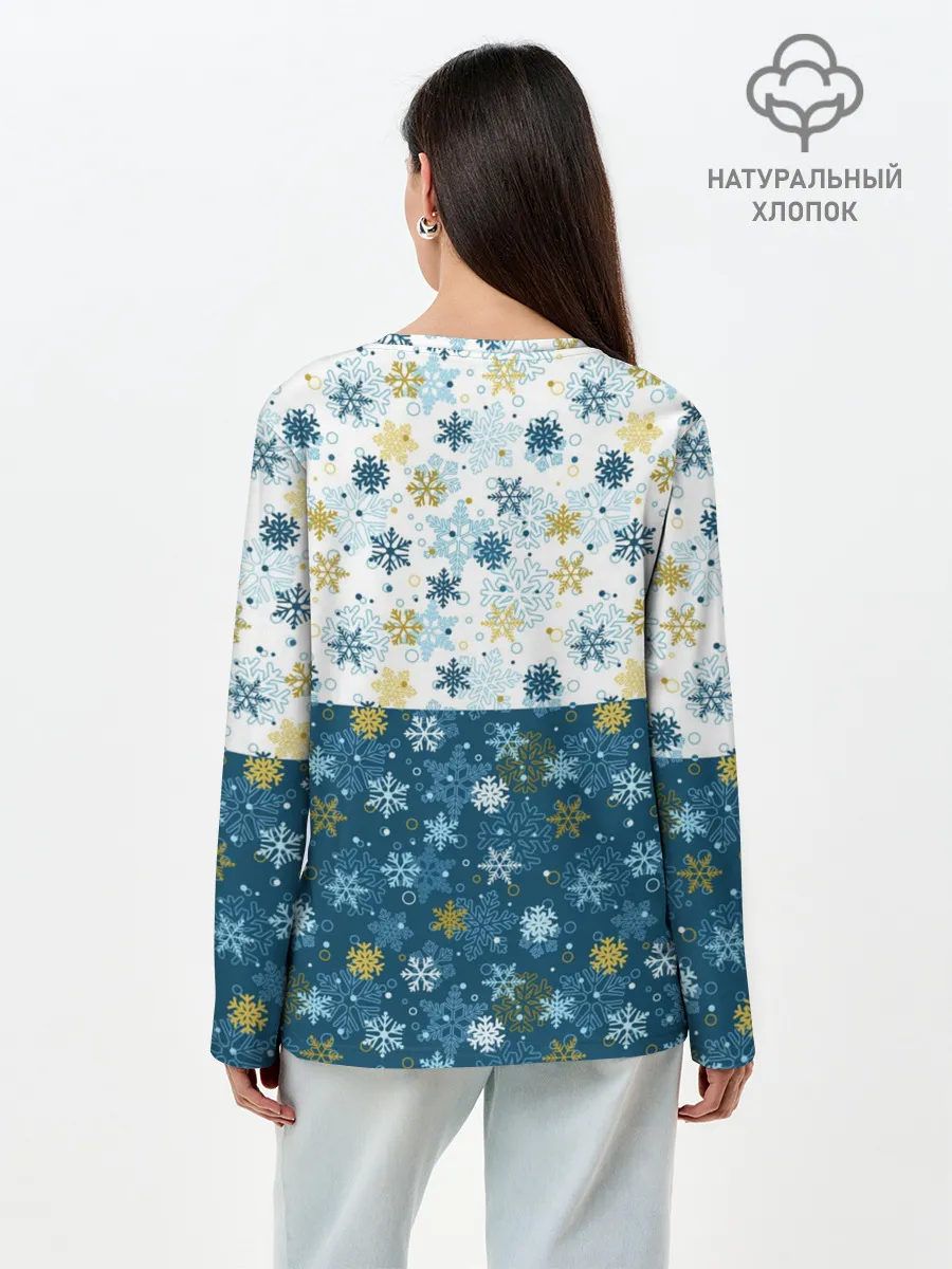 Лонгслив женский. Хлопок / Падают Снежинки