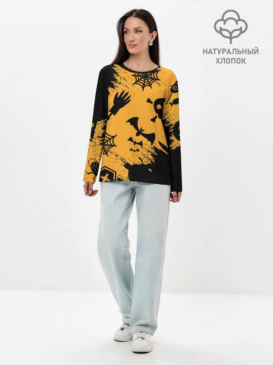 Лонгслив женский. Хлопок / УЖАСТИК НА ХЭЛЛОУИН