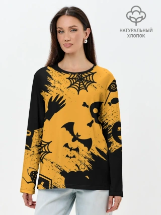 Лонгслив женский. Хлопок / УЖАСТИК НА ХЭЛЛОУИН