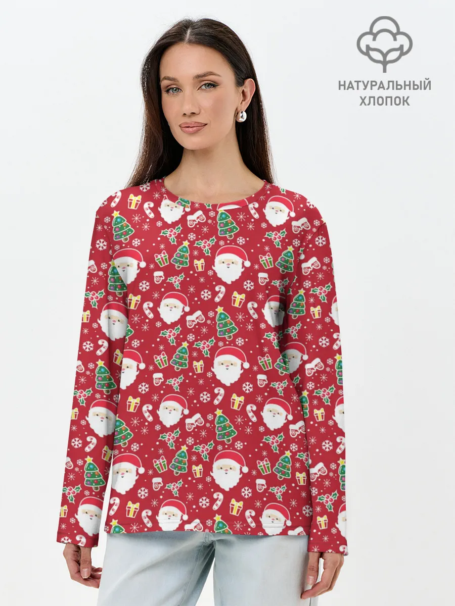 Лонгслив женский. Хлопок / Дед Мороз