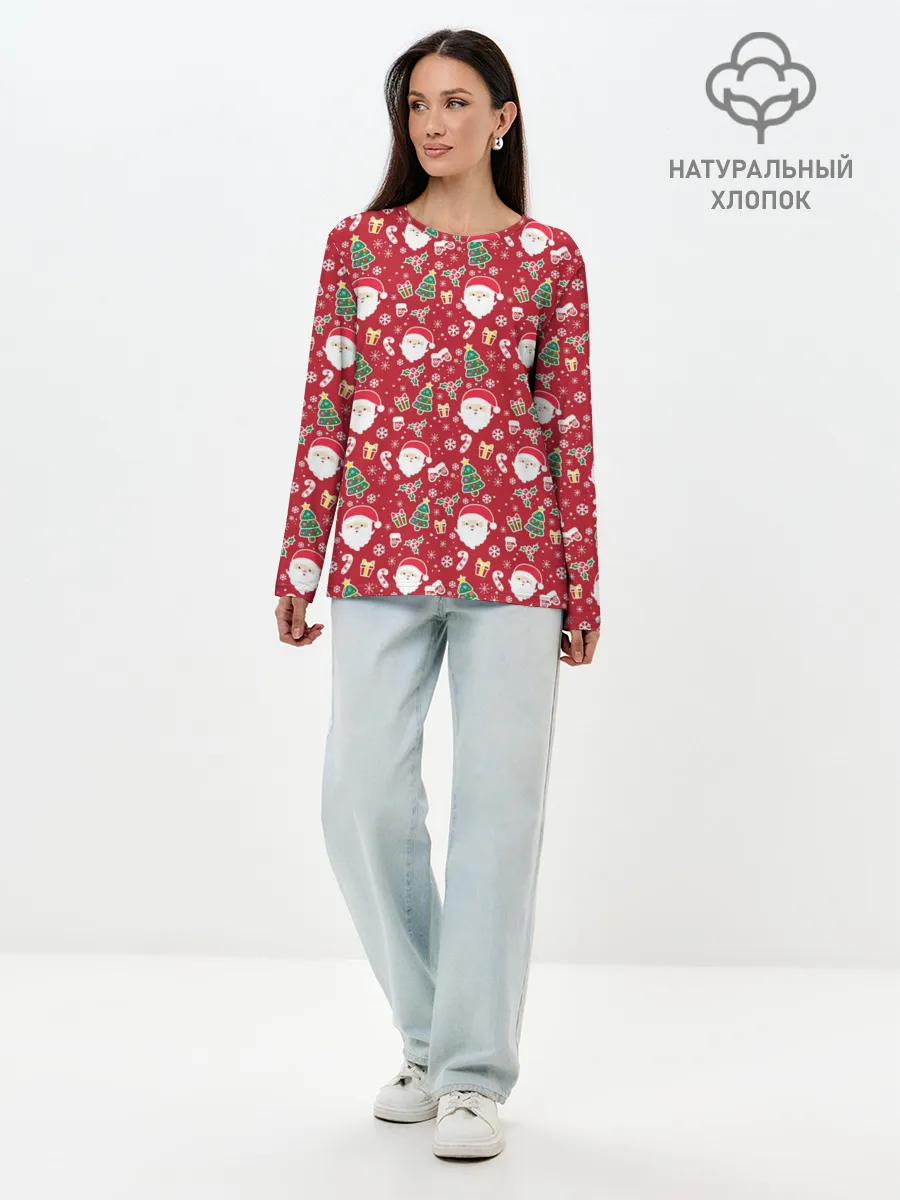 Лонгслив женский. Хлопок / Дед Мороз