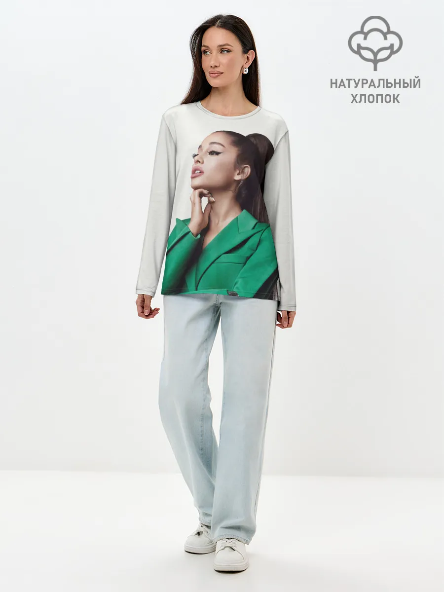 Лонгслив женский. Хлопок / Ариана в зелёном