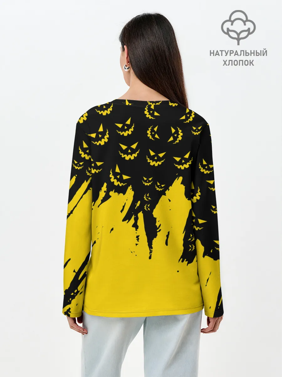 Лонгслив женский. Хлопок / HALLOWEEN SMILE | SMILE PUMPKIN