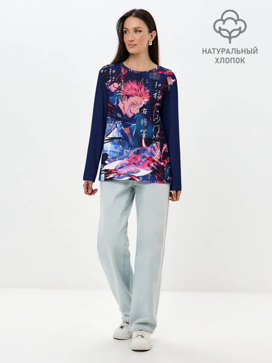 Лонгслив женский. Хлопок / Сукуна Двуликий Магическая битва