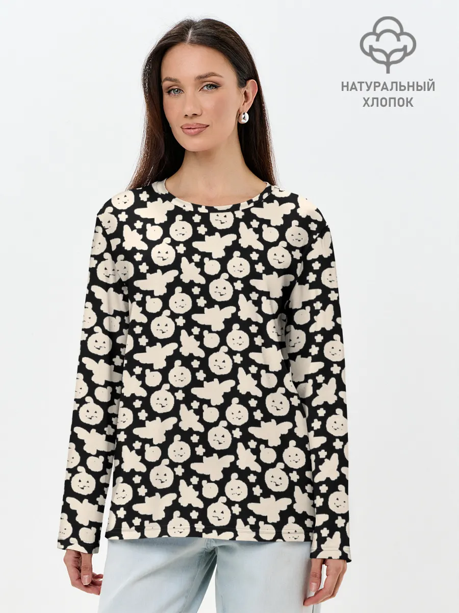 Лонгслив женский. Хлопок / Patern Halloween 24