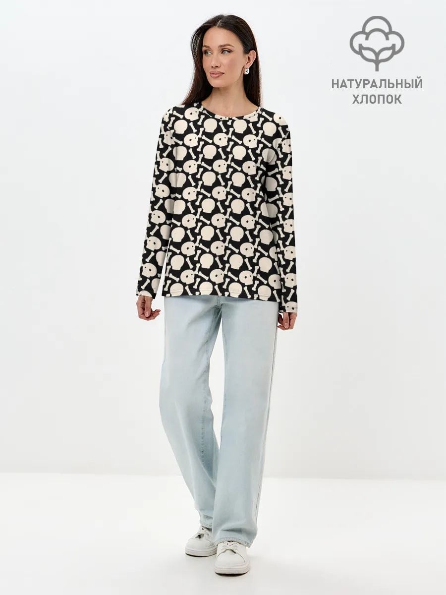 Лонгслив женский. Хлопок / Patern Halloween 25