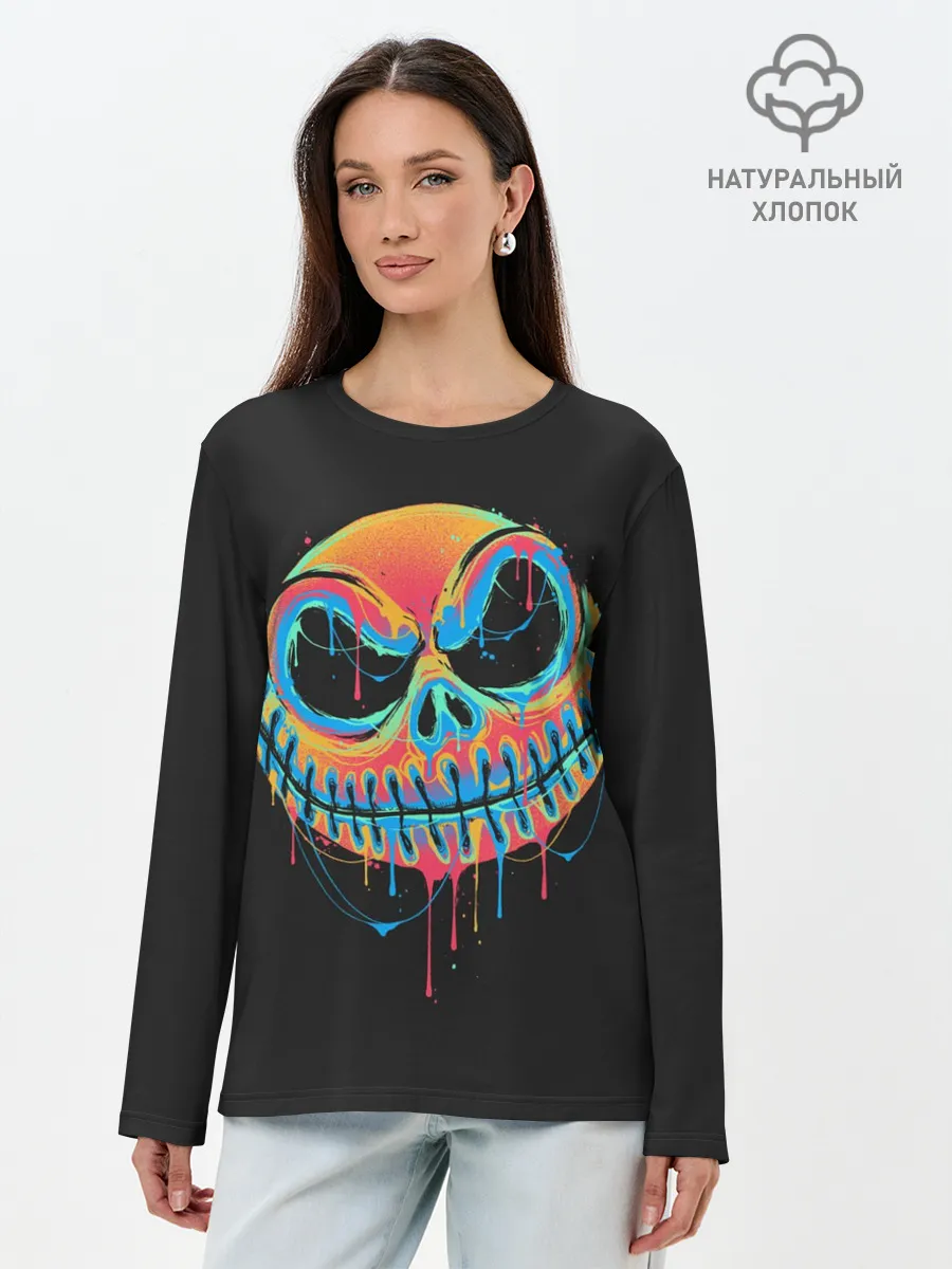 Лонгслив женский. Хлопок / Jack Skellington. Paints