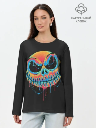 Лонгслив женский. Хлопок / Jack Skellington. Paints