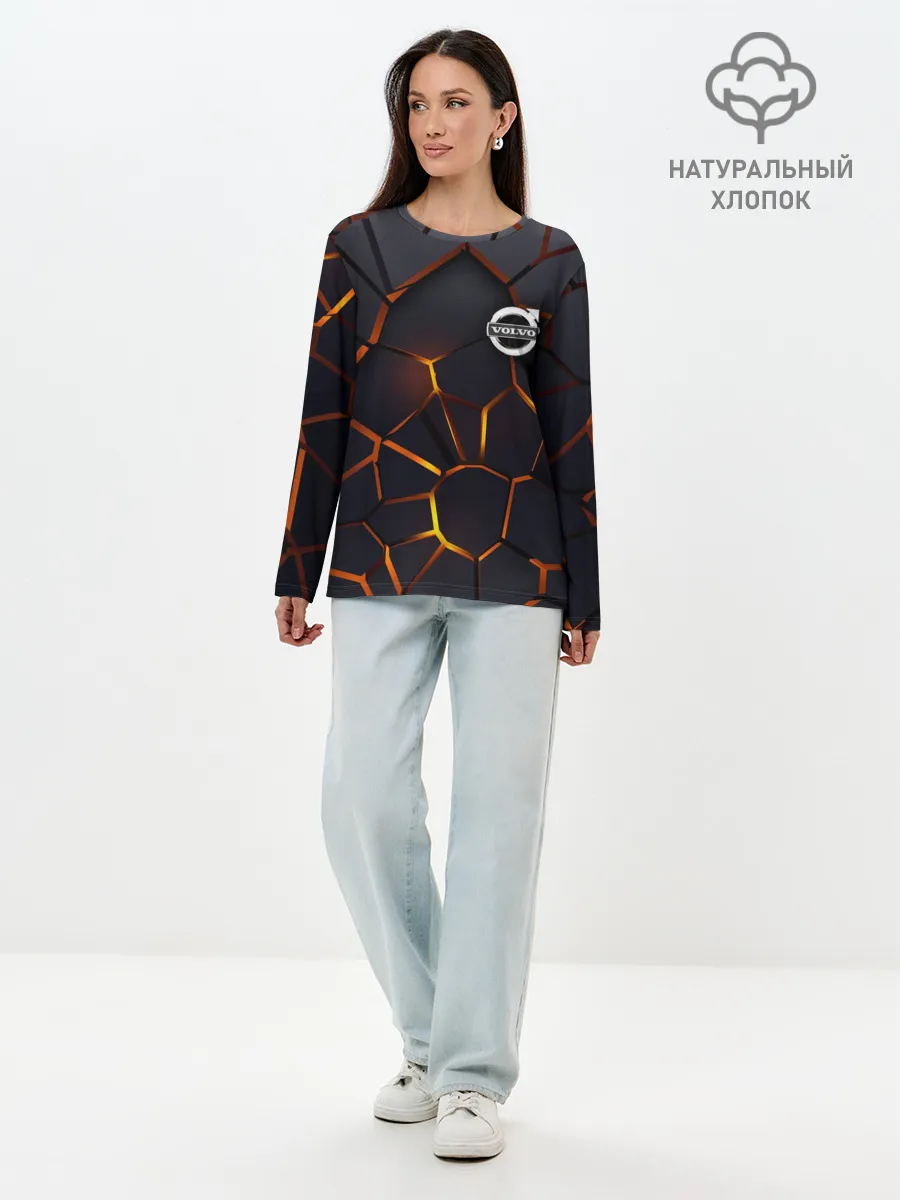 Лонгслив женский. Хлопок / Volvo 3D геометрия