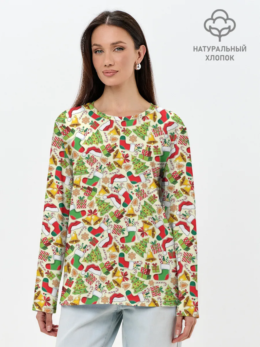 Лонгслив женский. Хлопок / Merry Christmas