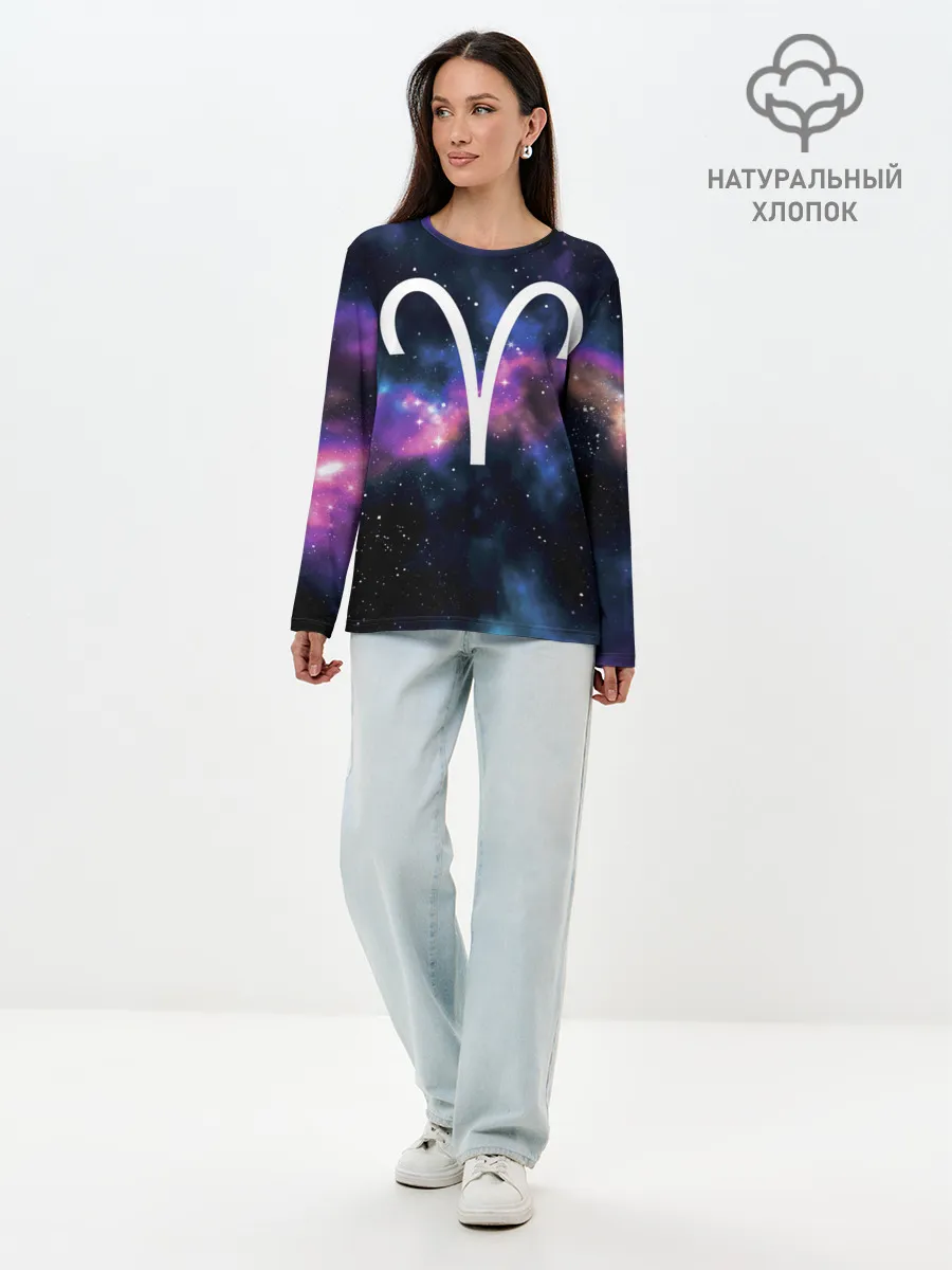 Лонгслив женский. Хлопок / Овен / Aries, Знак зодиака