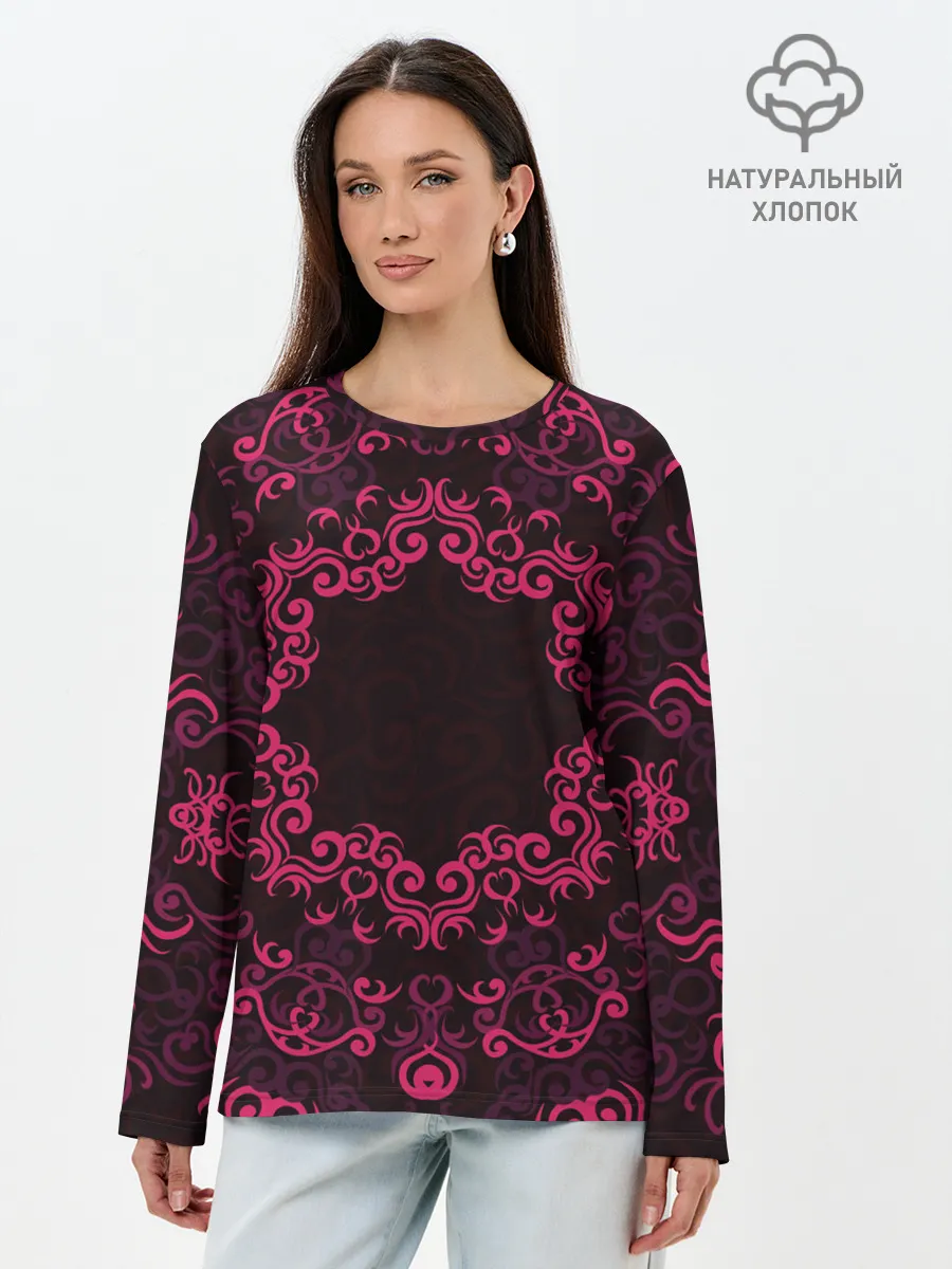 Лонгслив женский. Хлопок / красивый орнамент