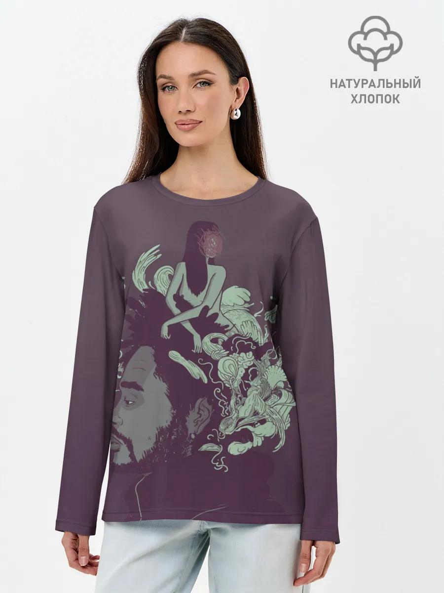 Лонгслив женский. Хлопок / Психоделический Эйбл