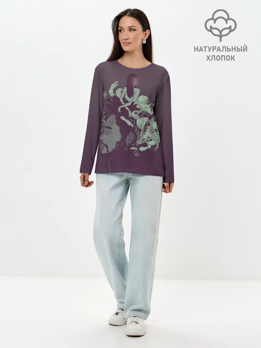 Лонгслив женский. Хлопок / Психоделический Эйбл