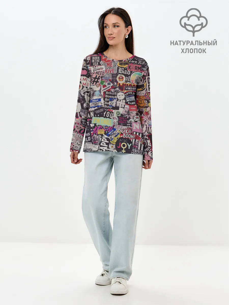 Лонгслив женский. Хлопок / Набор Стикеров