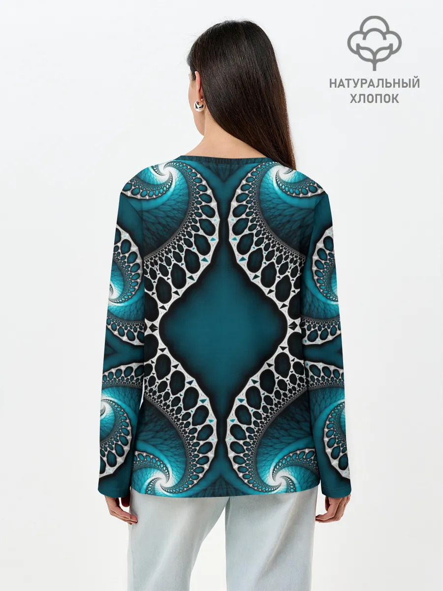 Лонгслив женский. Хлопок / Узор, От Которого Не Отведешь Взгляд