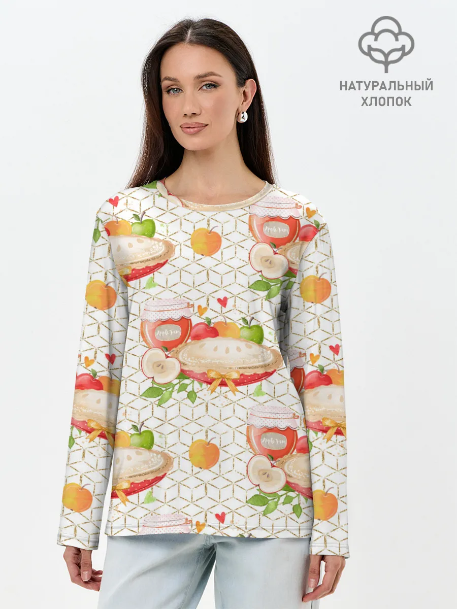 Лонгслив женский. Хлопок / Яблочный пирог