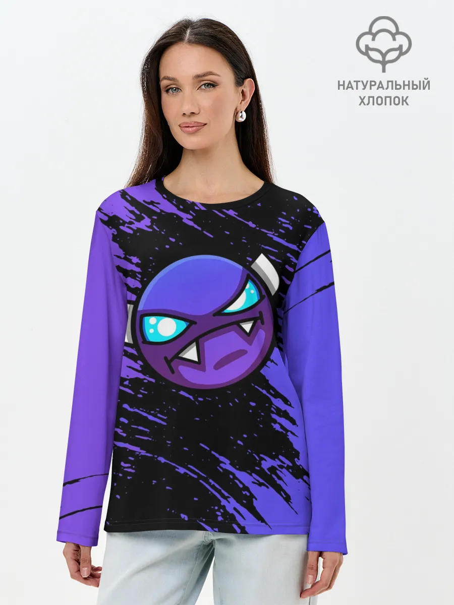 Лонгслив женский. Хлопок / Геометри Даш | Geometry Dash