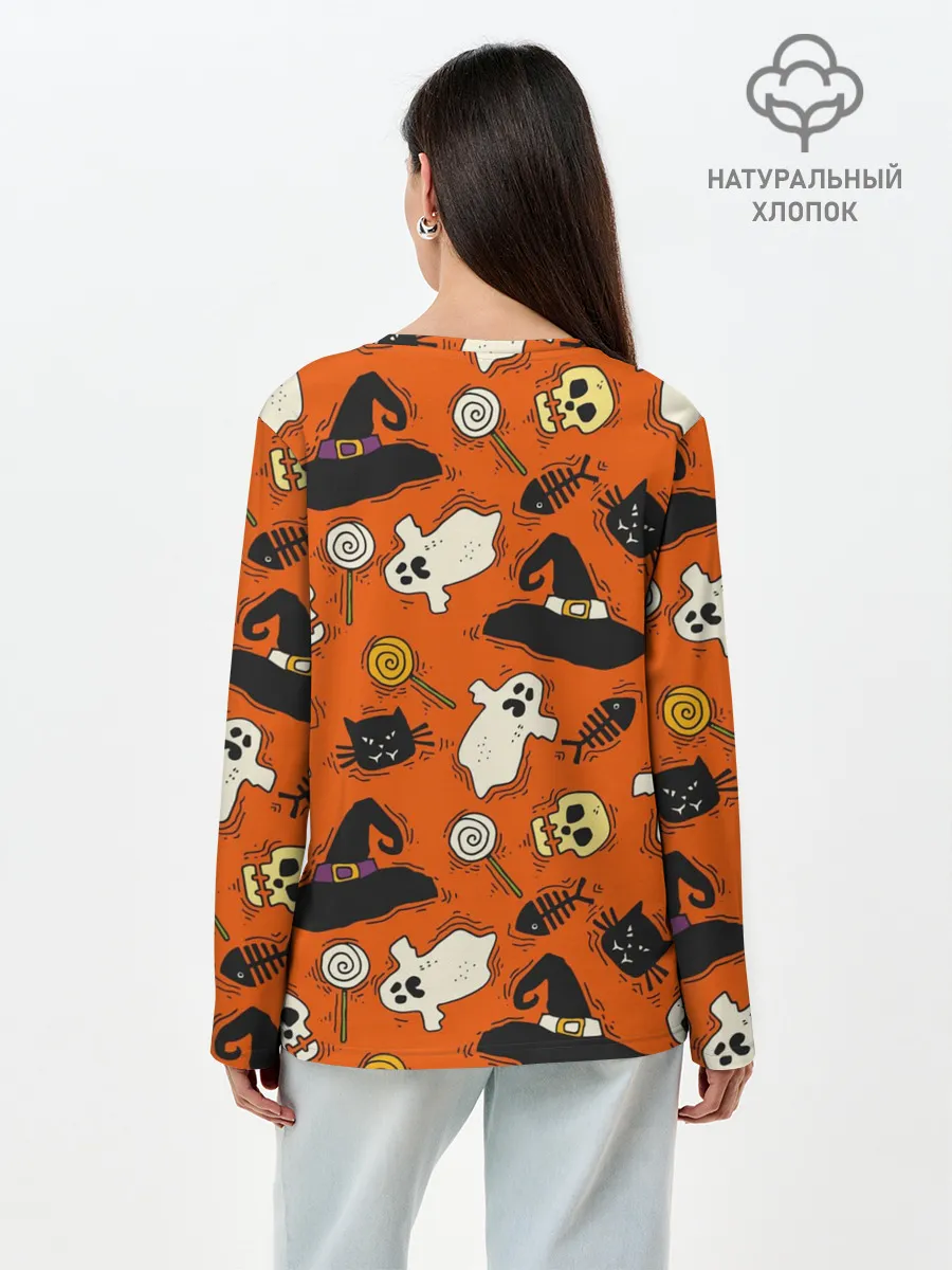 Лонгслив женский. Хлопок / Хэллоуинские шалости