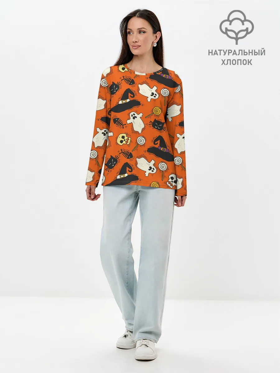 Лонгслив женский. Хлопок / Хэллоуинские шалости