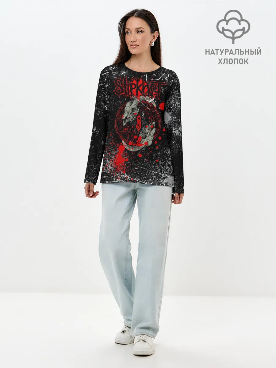 Лонгслив женский. Хлопок / Рок Группа Слипкнот | Slipknot Гранж