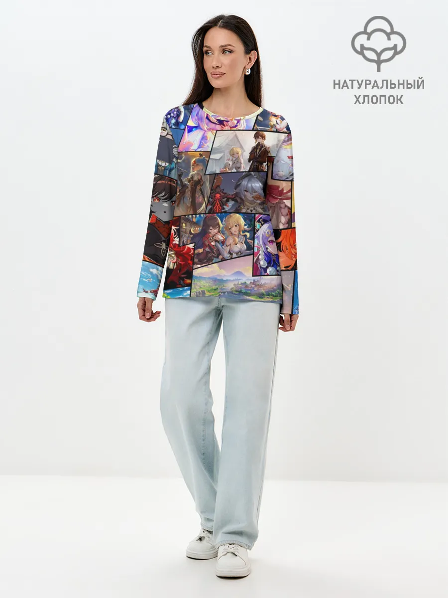 Лонгслив женский. Хлопок / Геншин импакт, персонажи