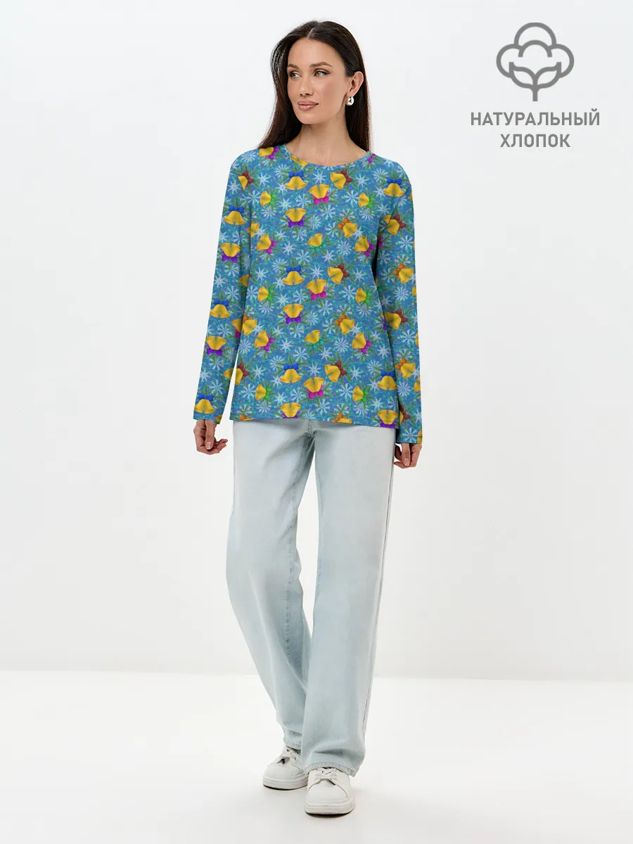 Лонгслив женский. Хлопок / Праздничные Колокольчики