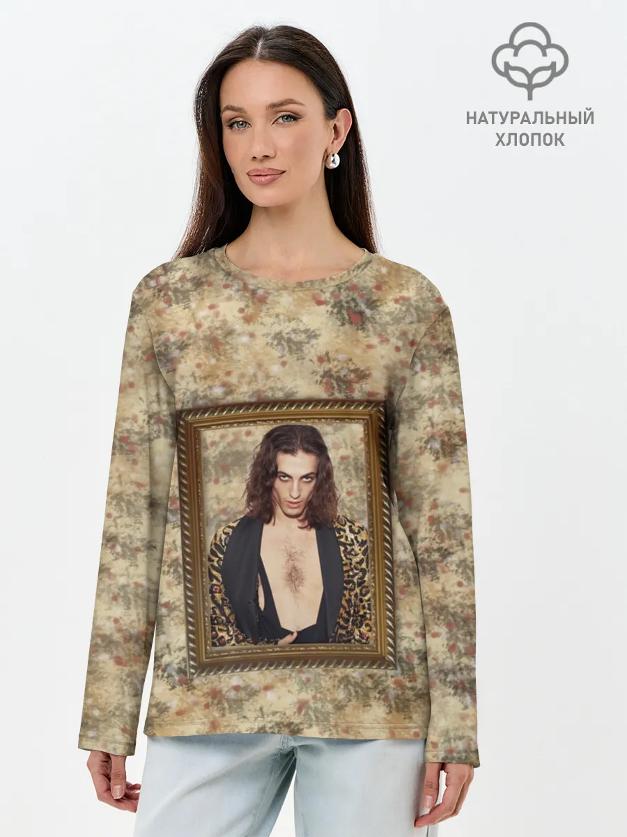 Лонгслив женский. Хлопок / Домиано Давид. Портрет на стене