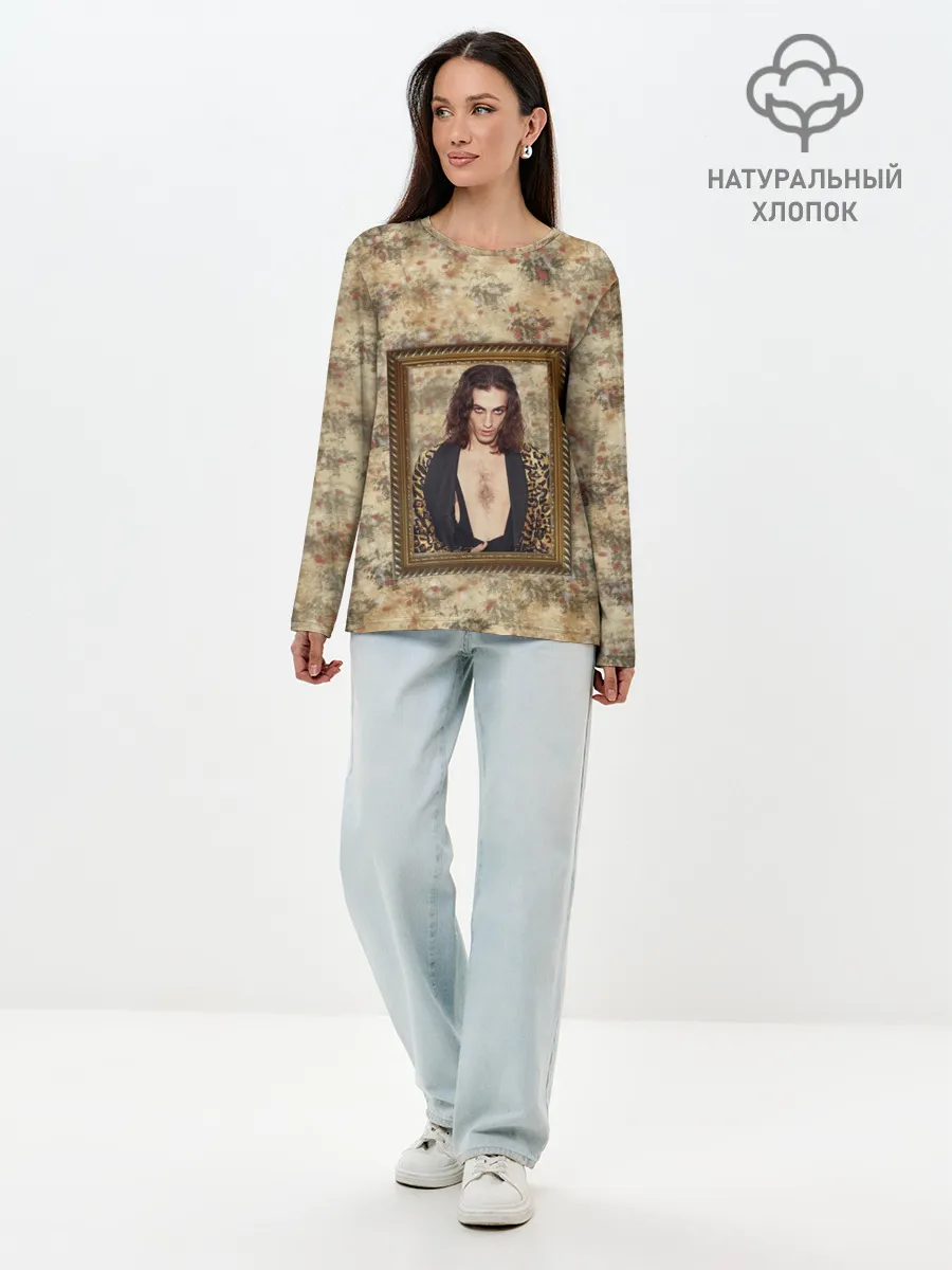 Лонгслив женский. Хлопок / Домиано Давид. Портрет на стене