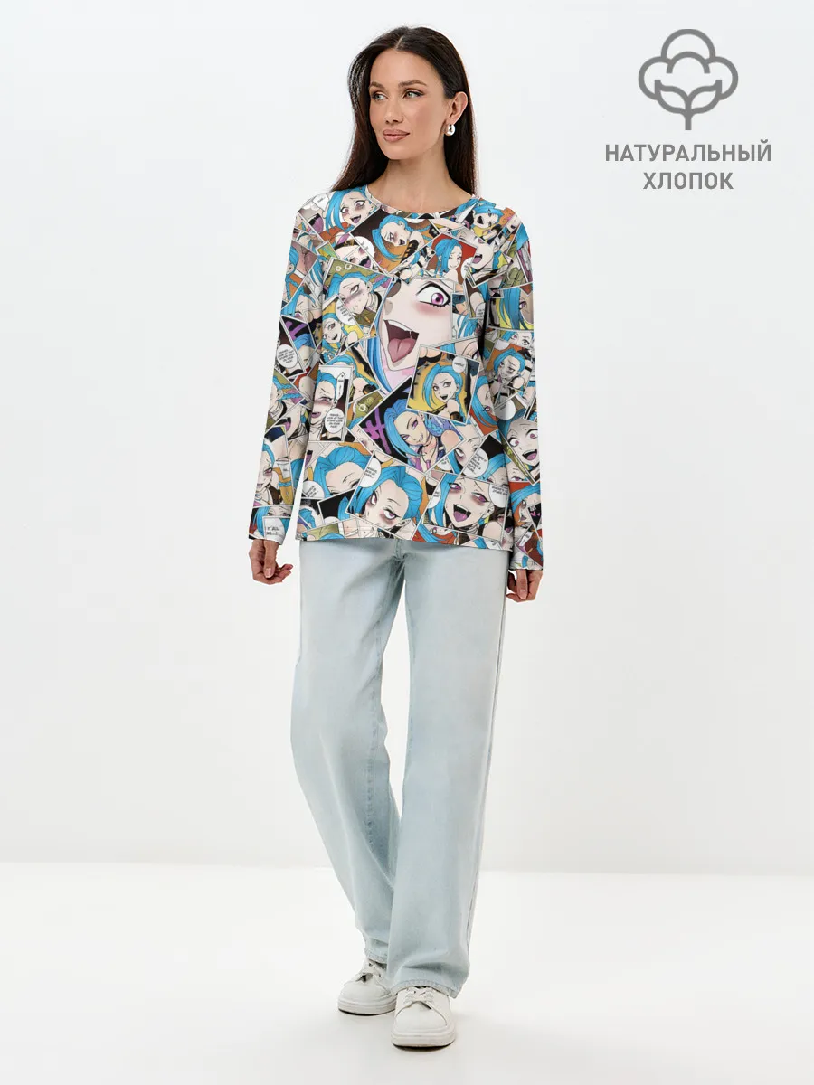 Лонгслив женский. Хлопок / Jinx Ahegao