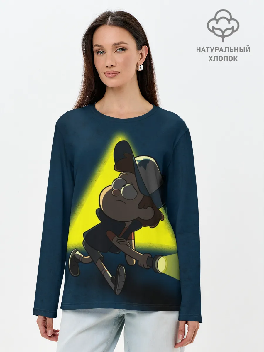 Лонгслив женский. Хлопок / Dipper and yellow triangle