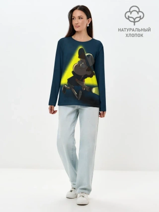 Лонгслив женский. Хлопок / Dipper and yellow triangle