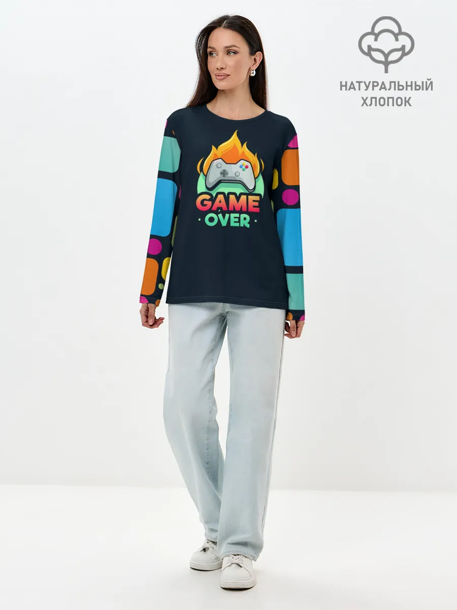 Лонгслив женский. Хлопок / GamePad Over