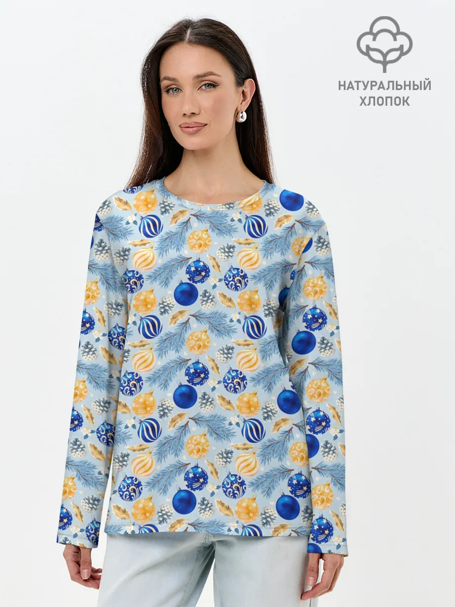 Лонгслив женский. Хлопок / Новогодние Украшения