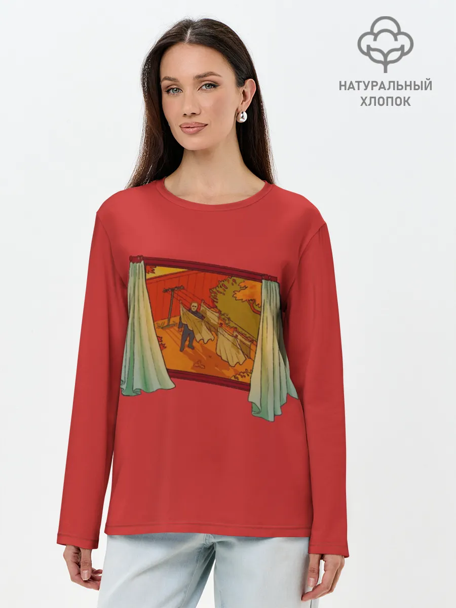 Лонгслив женский. Хлопок / View From The Window