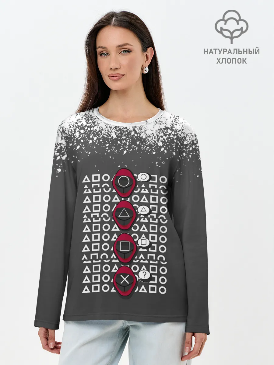Лонгслив женский. Хлопок / КТО КРЕСТ | ИГРА В КАЛЬМАРА