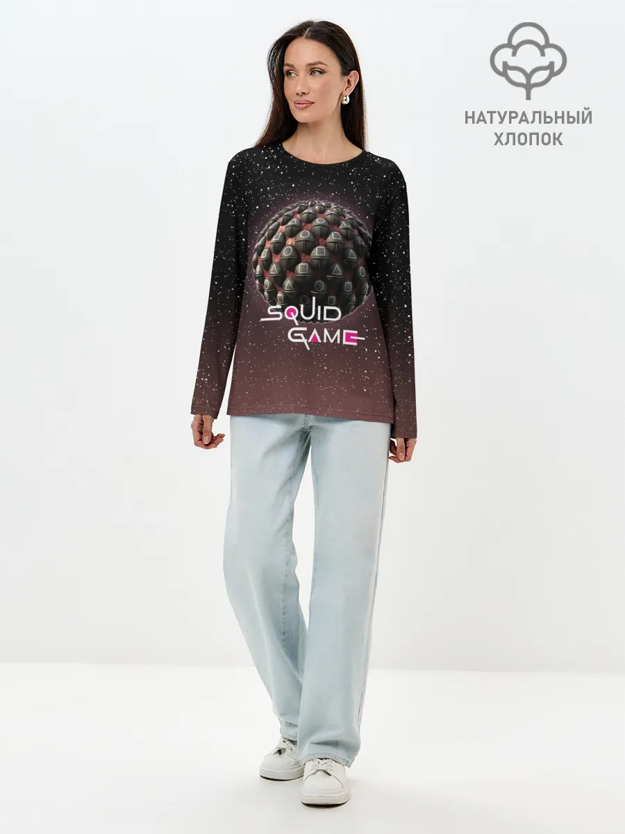Лонгслив женский. Хлопок / ПЛАНЕТА ИГР | ИГРА В КАЛЬМАРА