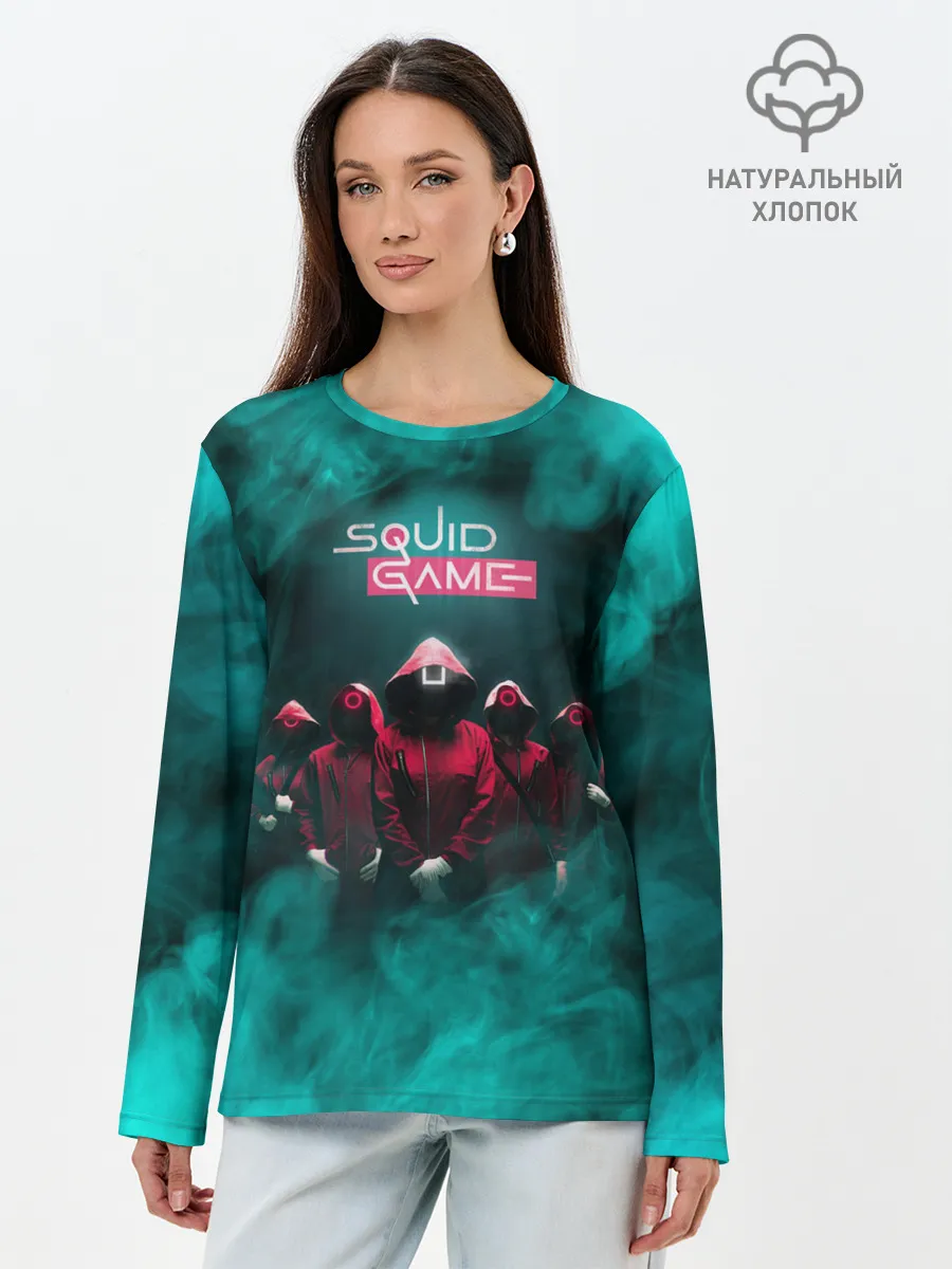 Лонгслив женский. Хлопок / СТРАЖА В МАСКАХ | ИГРА В КАЛЬМАРА