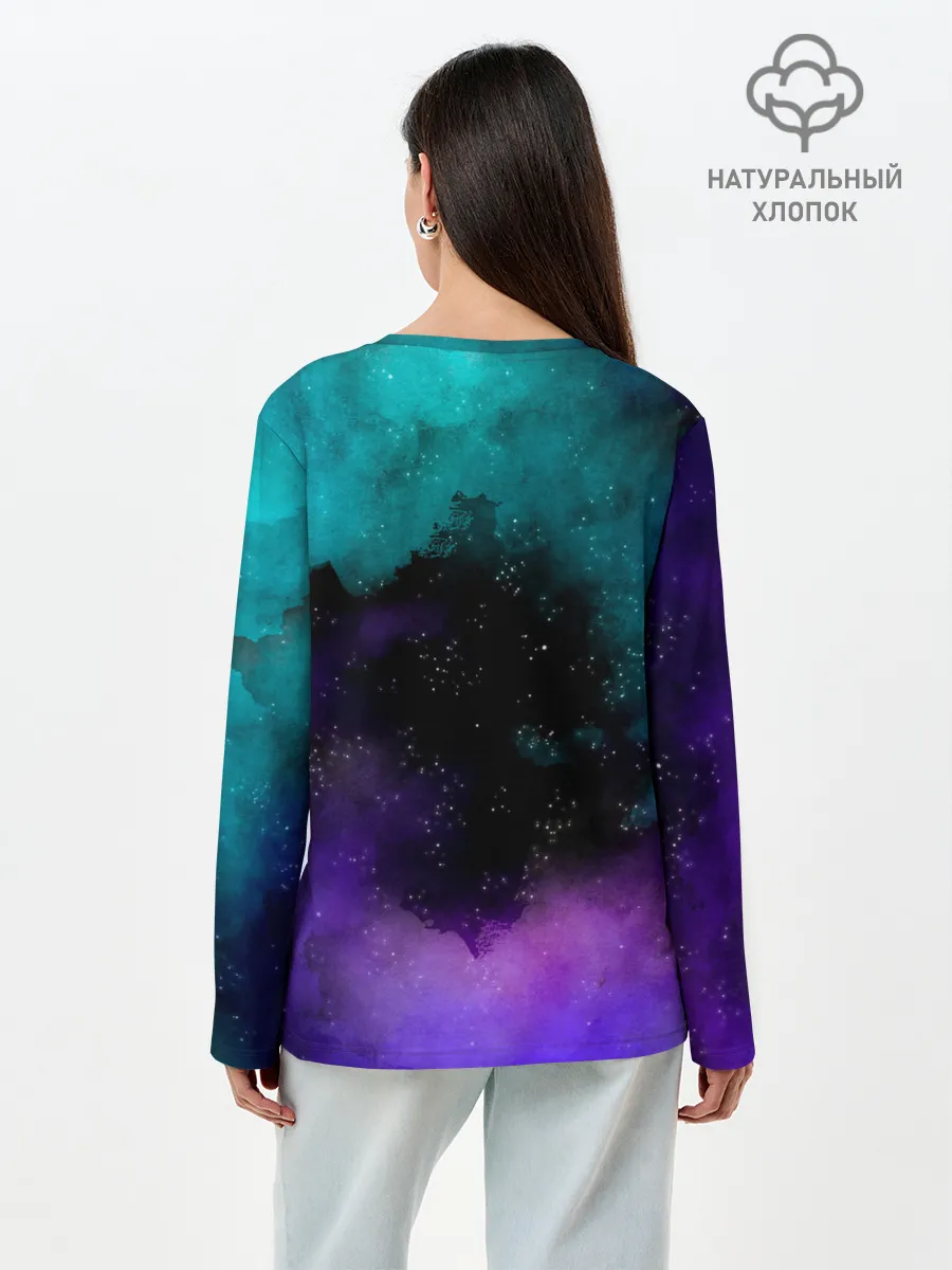 Лонгслив женский. Хлопок / Стив в космосе - Майнкрафт