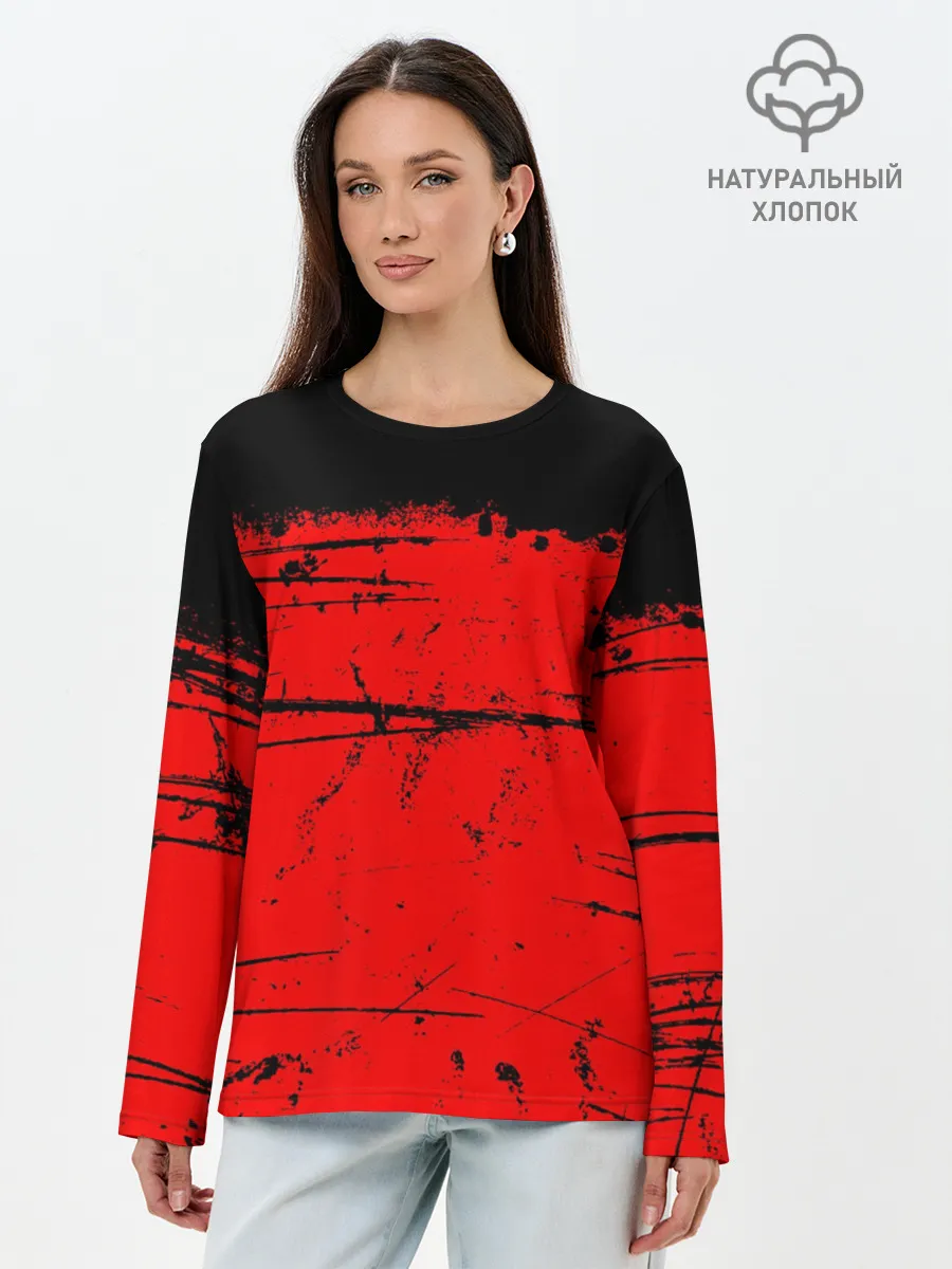 Лонгслив женский. Хлопок / КРАСНЫЙ ГРАНЖ | RED GRUNGE