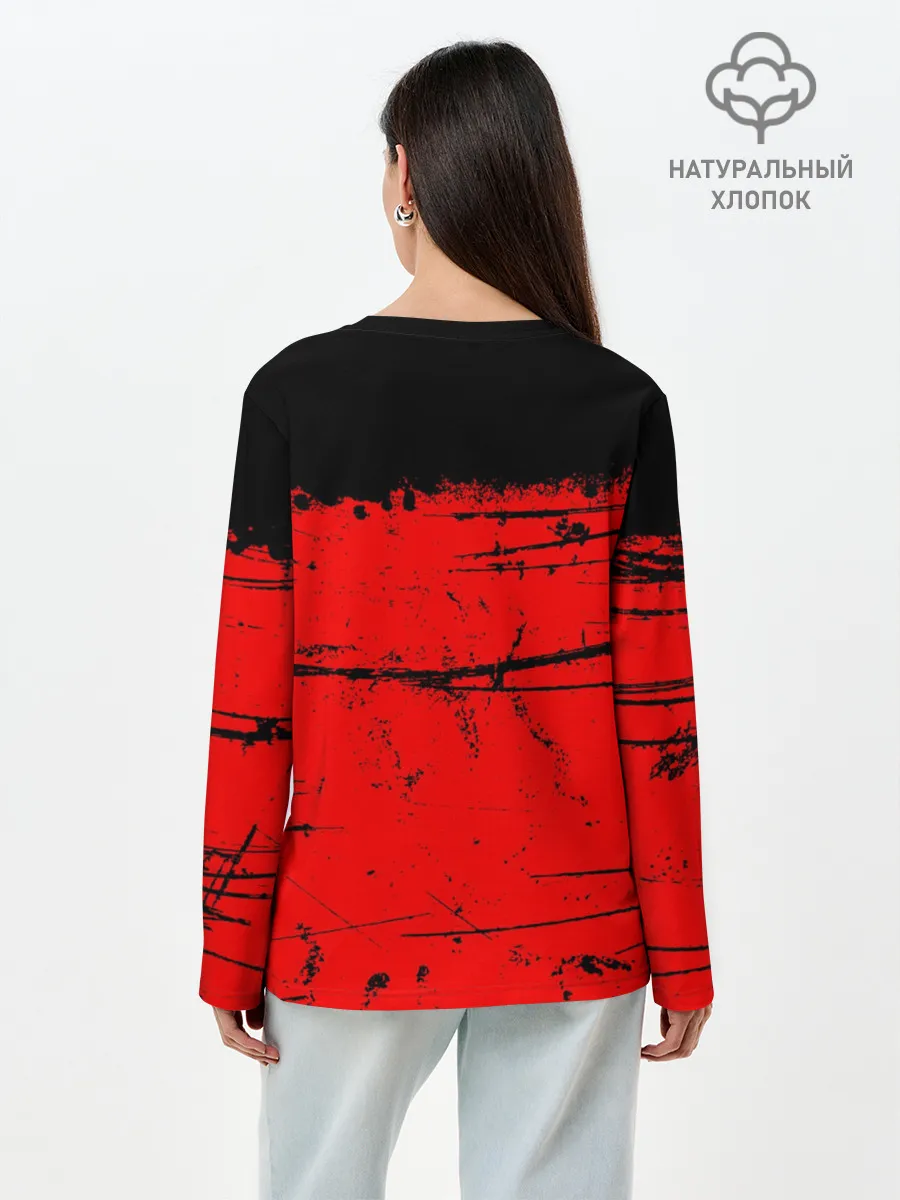 Лонгслив женский. Хлопок / КРАСНЫЙ ГРАНЖ | RED GRUNGE
