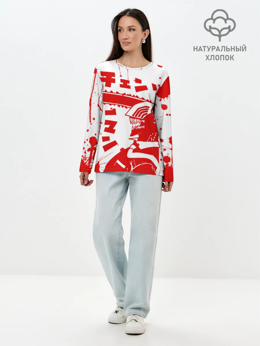 Лонгслив женский. Хлопок / Chainsaw Man, Человек-бензопила