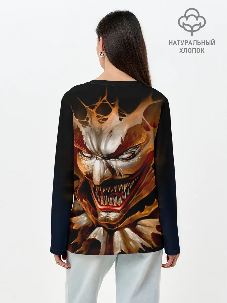 Лонгслив женский. Хлопок / Улыбка смерти в Хэллоуин